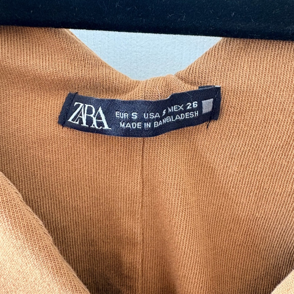 ZARA 100% Cotton Midi Dress in Caramel Brown with Stella & Dot Necklace. - Picture 5 of 6